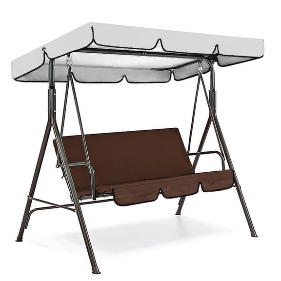 3 Seater Outdoor Swing Chair Cushion Cover Waterproof Heavy Duty 190T Polyester Taffeta Replacement Seat Protector for Patio Garden Backyard Furniture, 49x16x3 Ft, Brown