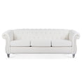 thumbnail image 1 of 3 Seater Polyester Chesterfield Sofa, Button Tufted Couch With Nailhead Trim Rolled Arms for Living Room Office, 1 of 17