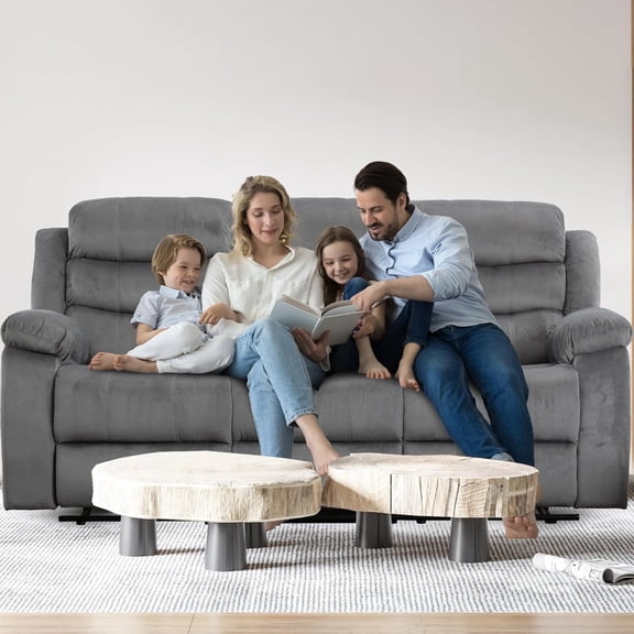 3-Seater Recliner Double Seater Recliner Couch Chair for Living Room Reclining Sofa Set Dark Grey