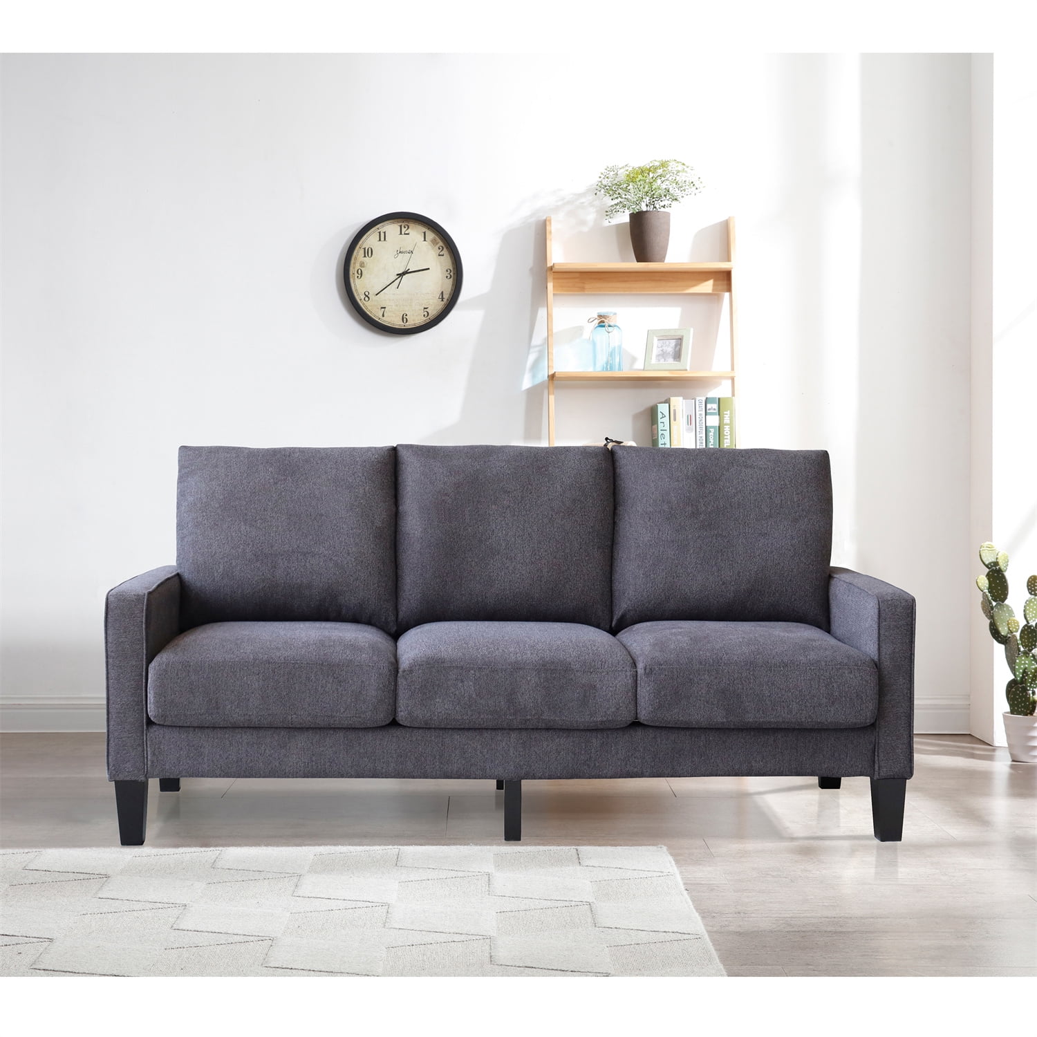 3-Seater Fabric Sofa, HOMPANY Metal Frame Modern Stylish Upholstered L