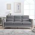 thumbnail image 1 of 3 Seater Sofa,79.5" Mid Century Modern Upholstered Sofa Couch with 2 Side Storage Pockets,Solid Wood Fabric for Living Room,Gray, 1 of 7