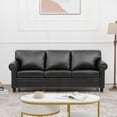 thumbnail image 1 of Modern Simple PU Cover 3-Seater Sofa 210cm with Solid Wood Frame, 1 of 19