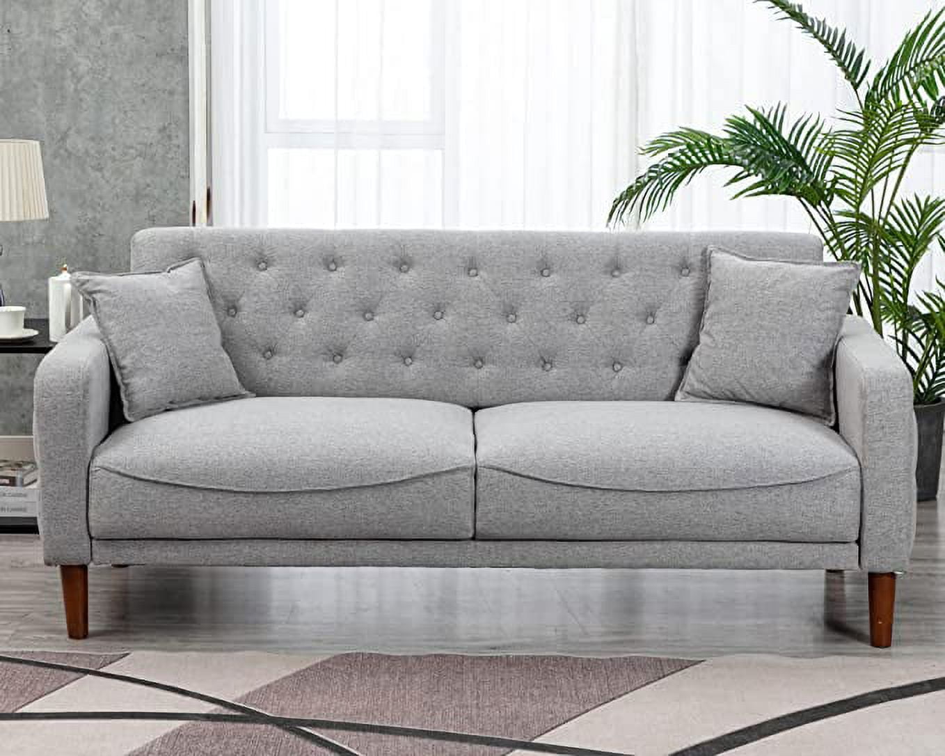 3 Seater Sofa Couch Modern Linen Tufed