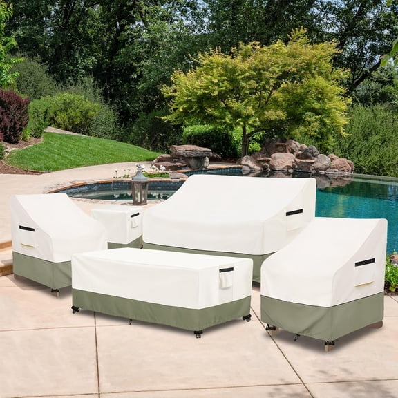 3-Seater  Sofa Cover, 79 W x 38 D x 35 H Inches Outdoor Couch Cover, 600D Heavy Duty Waterproof Outdoor Sofa Covers,  Furniture Covers, Beige