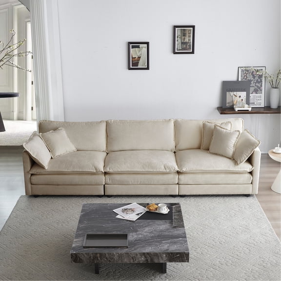 3-Seater Sofa in Mid-Century Style | Suitable for Different Home Rooms | High-End Chenille & Quality Sponge | Customizable Combinations for Personalized Decor