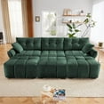 thumbnail image 1 of 3-Seater Sofa Set with 3 Ottomans & Pillows, Solid Wood Frame in Elegant Textured Chenille. Ideal for Living Rooms, Lounges, Offices (Green), 1 of 9