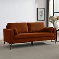 thumbnail image 1 of 3-Seater Sofa With Square Arms And Tight Back, With Two Small Pillows,Corduroy Orange, 1 of 1