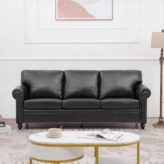 Modern Solid Wood 3-Seater Sofa 84"W x 31"D x 35"H for Living Room