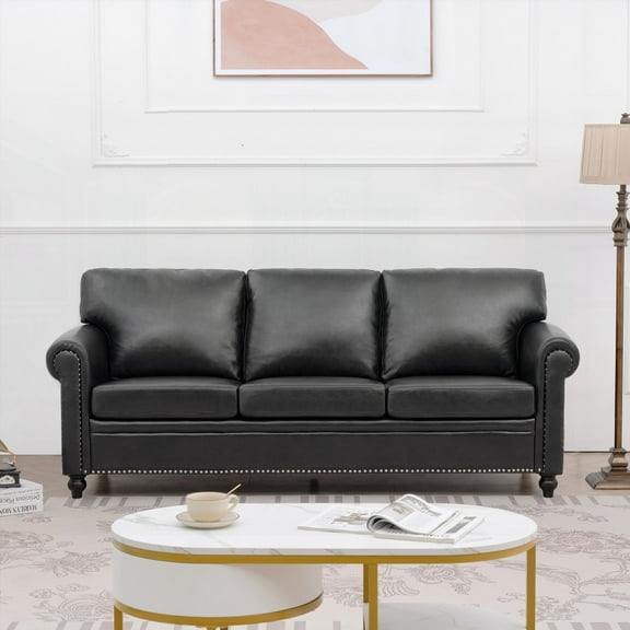 3 Seater Sofa with Silver Bubble Nail Decoration | Comfortable Seat & Backrest