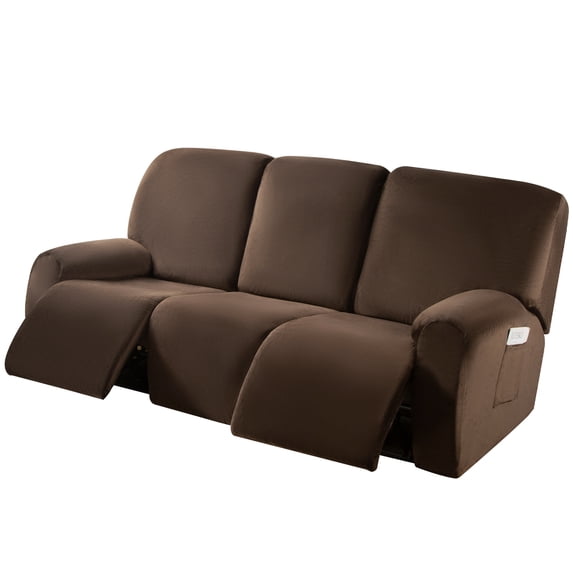 3-Seater Stretch Recliner Chair Cover Elastic Armchair Sofa Couch Slipcover(Brown)