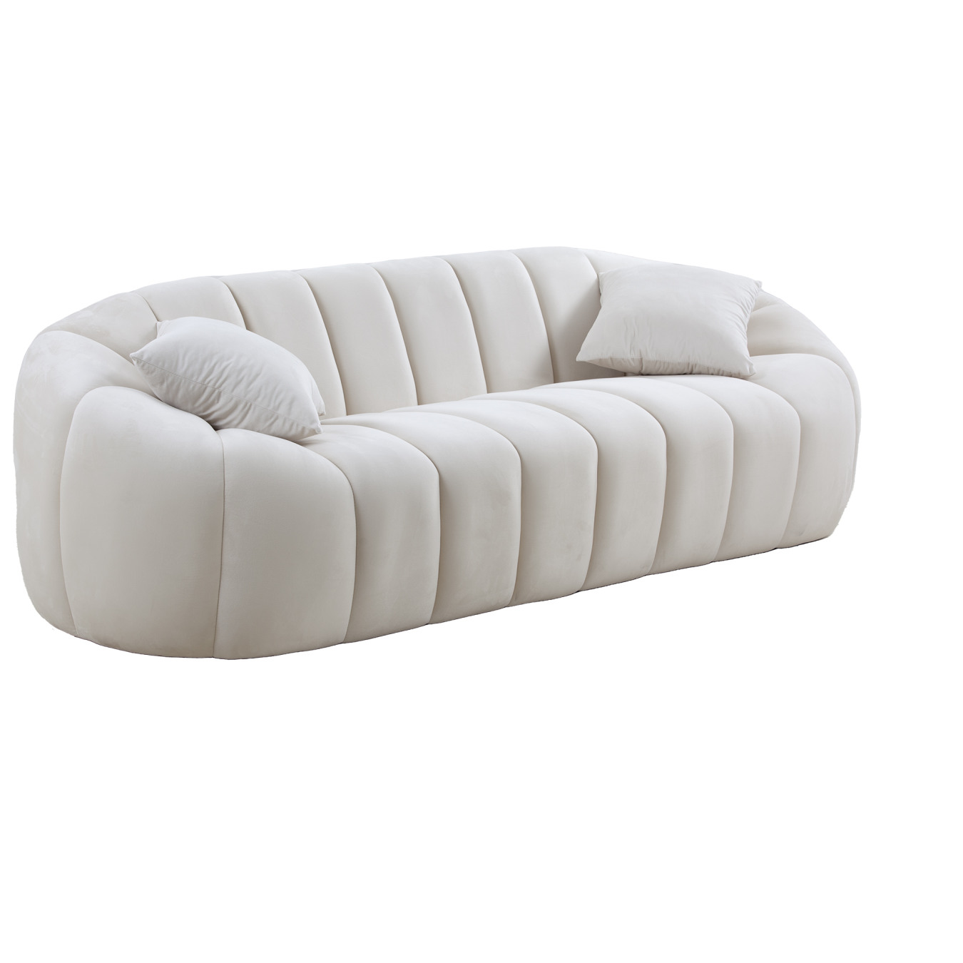 Vevlet Ribble Couch 3 Seater Velvet Couch, Upholstered Accent Arm Sofa with 2 Pillows ...