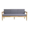 thumbnail image 1 of 3 Seater With Wood Build And To Outer Fabrics - Dark Grey Spillage Inner Cushions Slat Pattern, 1 of 4
