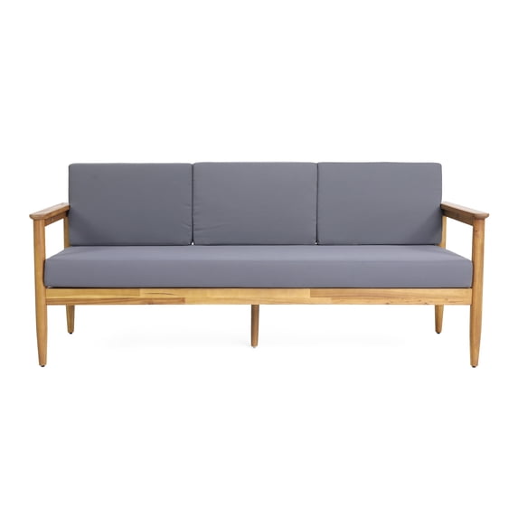 3 Seater With Wood Build And To Outer Fabrics - Dark Grey Spillage Inner Cushions Slat Pattern
