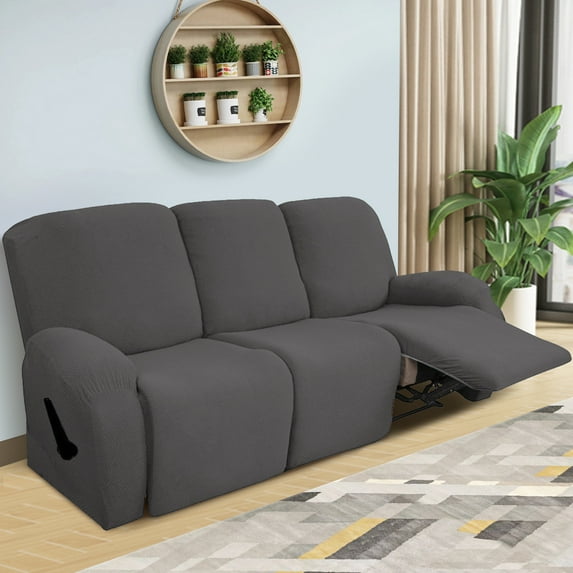 3 Seats Recliner Sofa Slipcover Couch Cover Loveseat Cover Non-Slip Recliner Chair Cover Elastic Couch Protector Furniture Protector with Side Pocket for Home Decoration