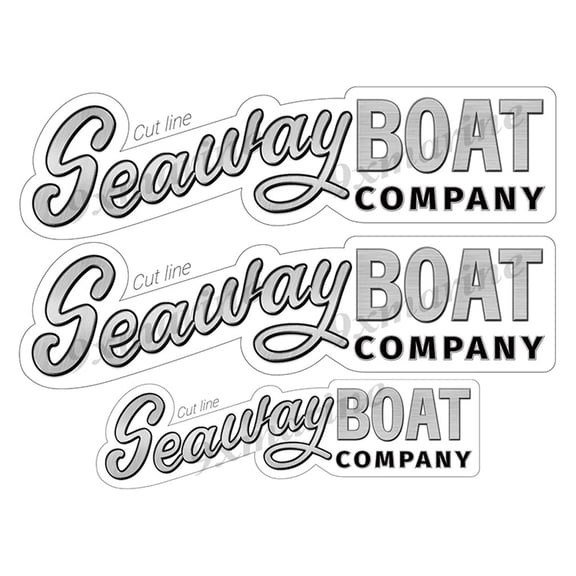 3 Seaway Boat Stickers. Brushed Metal Style