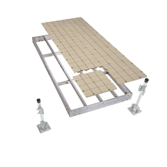 3 Section Aluminum Stationary Dock Kit w/ Resin Top - 4'x30'