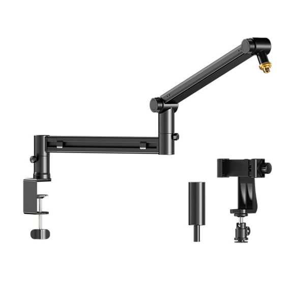 3 Section Boom Arm Microphone Stand With Cable Management For Studio Recording Podcasting And Live Streaming
