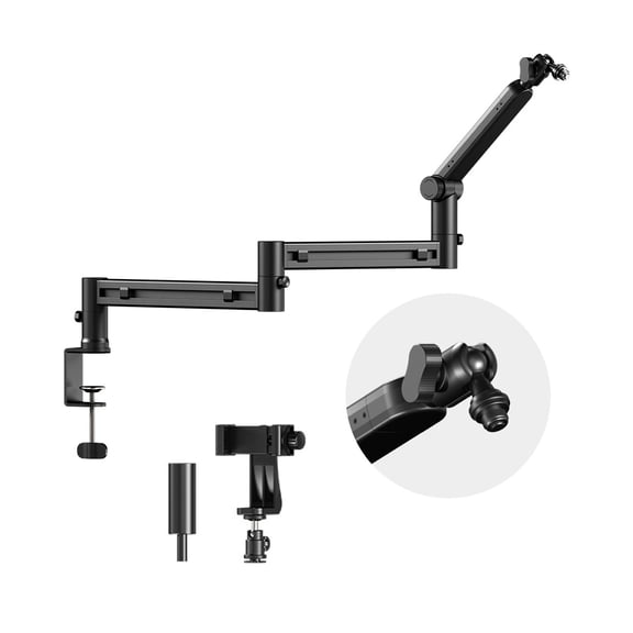3 Section Boom Arm Microphone Stand With Cable Management For Studio Recording Podcasting And Live Streaming
