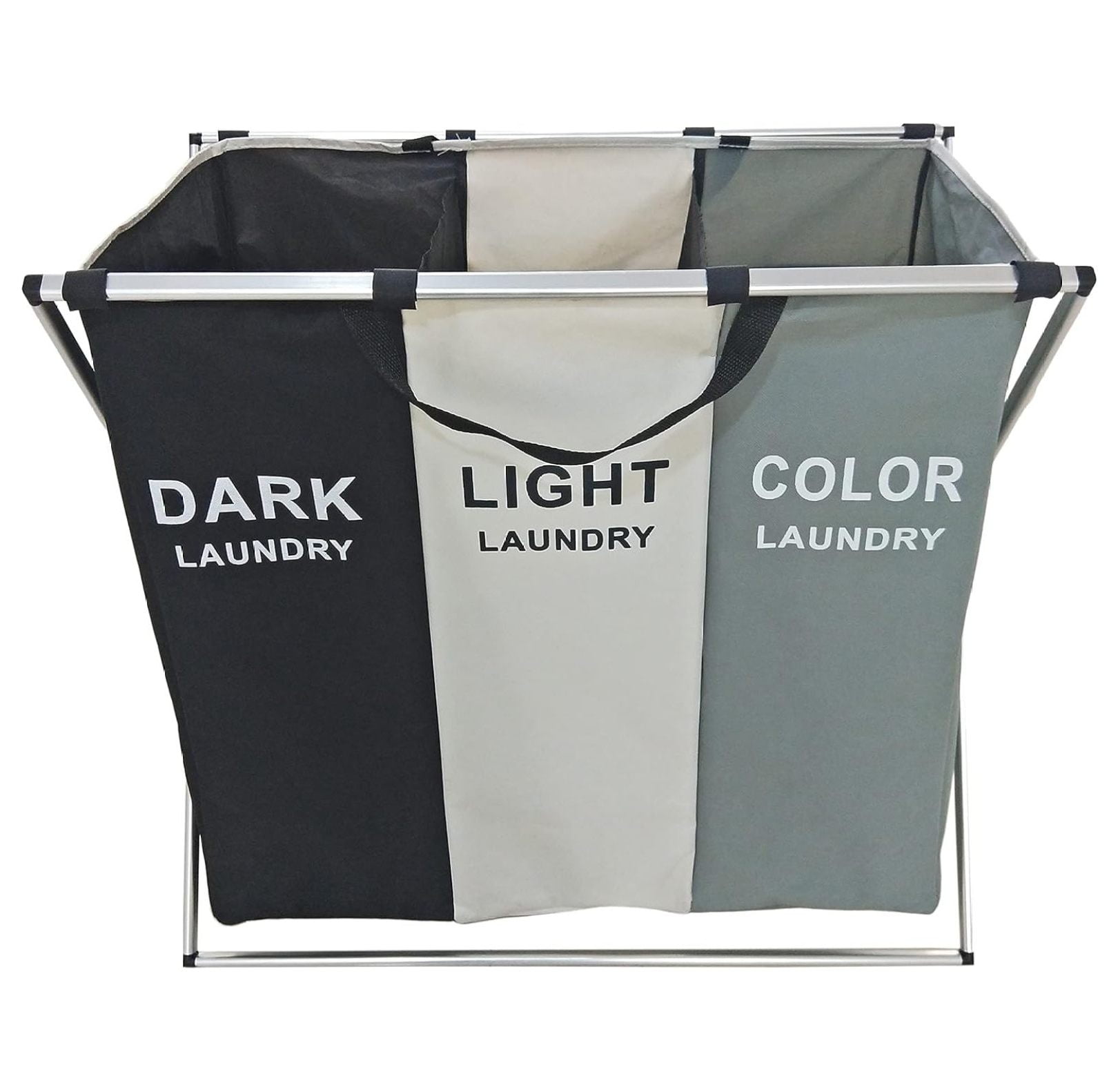 Three-Section Collapsible Laundry Hamper with Carry Handle