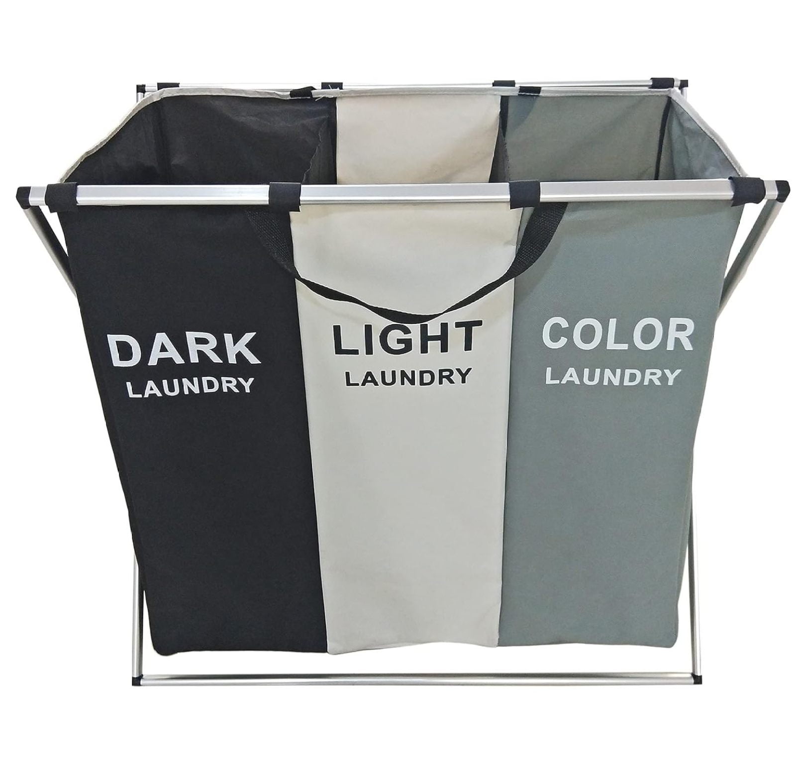 Three-Section Collapsible Laundry Hamper with Carry Handle