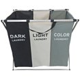 thumbnail image 1 of 3 Section Laundry Basket for Dark, Light, and Color Clothes Hamper, Collapsible Design with Carry Handle, 26" Long x 15" Wide x 23.5" Tall, 1 of 8