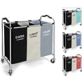 thumbnail image 1 of 3 Section Laundry Hamper, 240L Laundry Basket with Wheels, Large Capacity Rolling Laundry Sorter Organizer with Shelf in Laundry Room, Bathroom & Closet Organizers, 16 x 30 x 35 Inch, 1 of 6