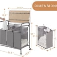 thumbnail image 1 of 3-Section Laundry Sorter with Foldable Ironing Board, Heavy-Duty Rolling Laundry Cart with and Removable Bags, Triple Laundry Hamper with Wheels, Dark Grey, 1 of 6