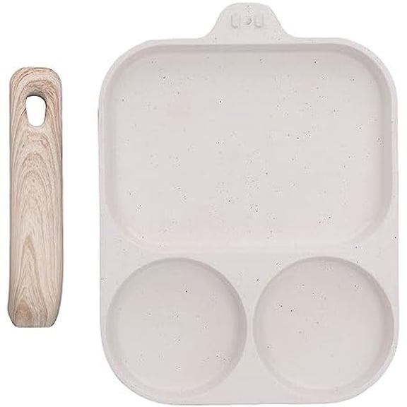3 Section Square Grill Pan, Nonstick Egg Pan Egg Frying Pan, Divided Frying Pan for Breakfast Gas Stove Induction Cooker(40x19cm)$$Home Decor, Kitchen, & Other
