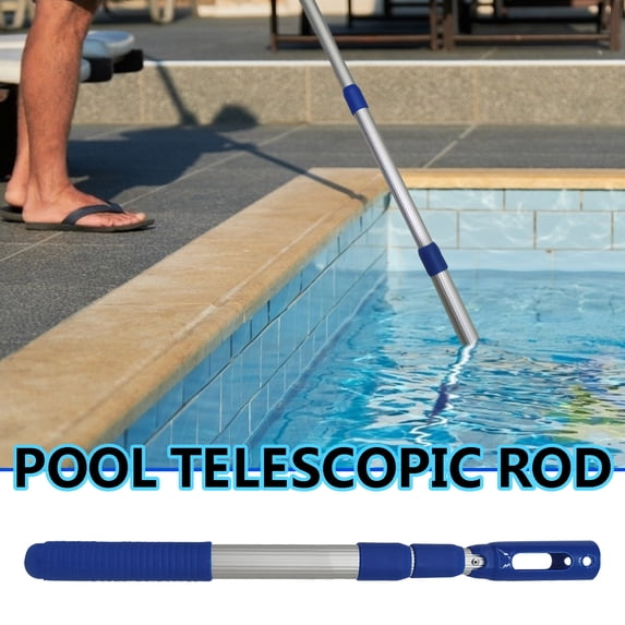 3-Section Telescoping Pool Pole, Heavy-Duty Anodized Aluminum Cleaning Rod with Secure Cam Lock, Universal 1-1/4" Threaded End for Skimmer Net & Brush, 35.43-94.49in