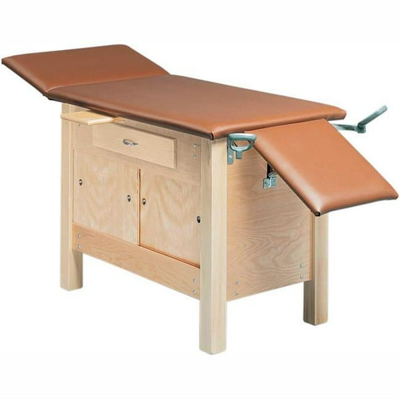 3-Section Wooden Exam Table with Enclosed Cabinet, Drawer & Sliding Doors - 72 x 24 x 30 in.