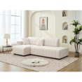 thumbnail image 1 of 3 Sectional With Chaise In Beige Soft Lamb Wool For A Relaxing Time - Upholstery & Extra Comfort, 1 of 5