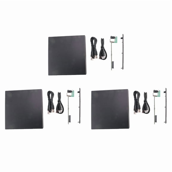 3 Set 12.7mm External DVD Enclosure USB 2.0 External DVD/CD-ROM Case for Laptop Desktop PC Optical Disk Drive