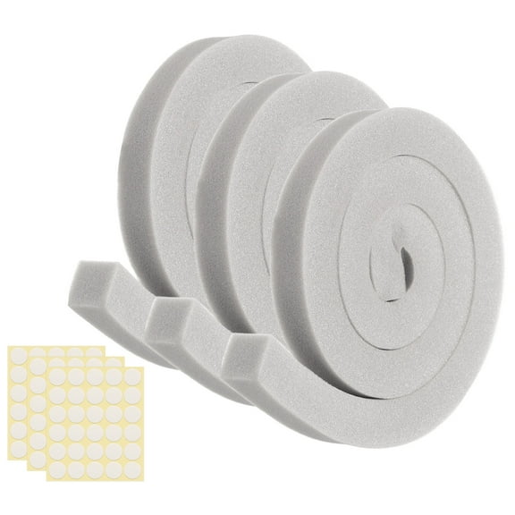 3 Set 3.28ft Foam Seal Strip, 1 Inch Width x 1 Inch Thick Weather Stripping Foam Insulation Tape, EVE Air Conditioner Open Cell Foam Seal Tape for Doors, Windows, Grey