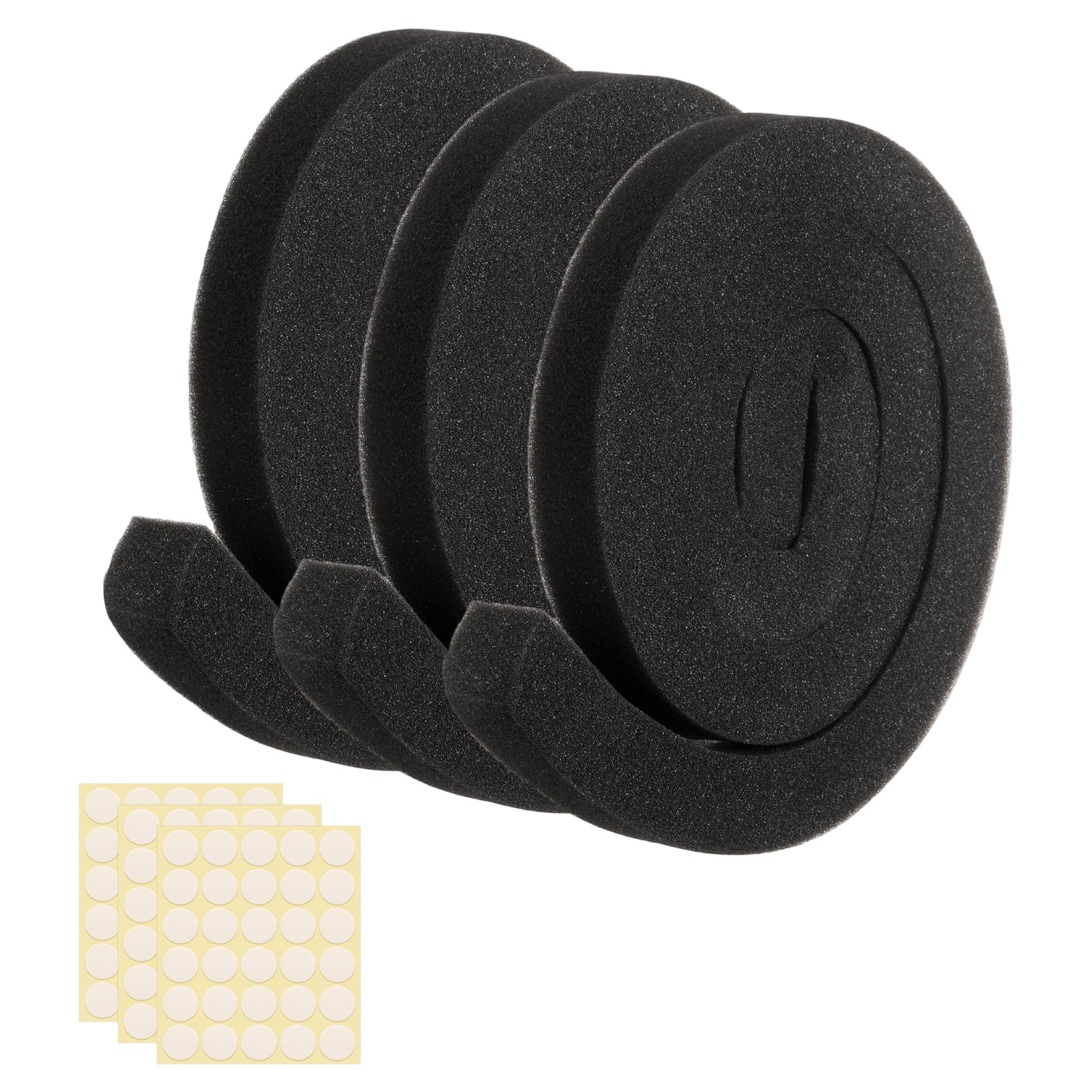 3 Set 3.28ft Foam Seal Strip, 1 Inch Width x 1 Inch Thick Weather Stripping Foam Insulation Tape, EVE Air Conditioner Open Cell Foam Seal Tape for Doors, Windows, Black