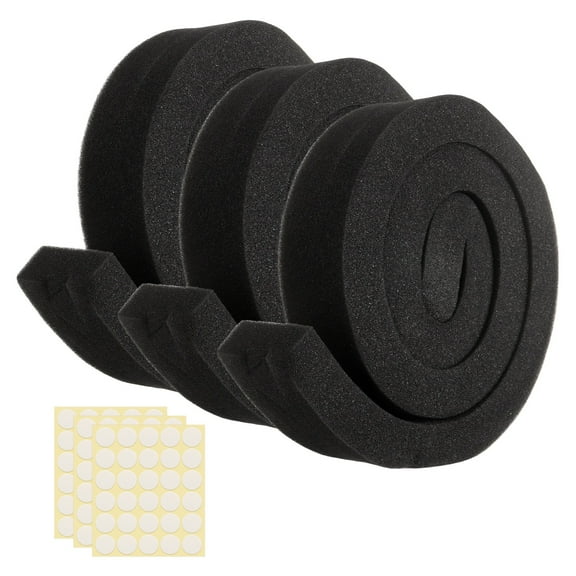3 Set 3.28ft Foam Seal Strip, 1 Inch Width x 2 Inch Thick Weather Stripping Foam Insulation Tape, EVE Air Conditioner Open Cell Foam Seal Tape for Doors, Windows, Black