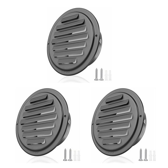 3 Set 4inch 304 Stainless Steel Air Vents, Louvered Grille Cover Vent Hood Flat Ducting Ventilation Air Vent