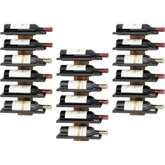 3-Set 6 Tier Wall Mount Wine Rack, Wall Mounted Wine Bottle Racks for ...
