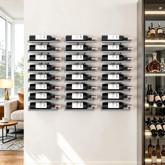 3-Set 8 Tier Wall Mount Wine Rack (24 Tiers), Wall Racks for Wine ...