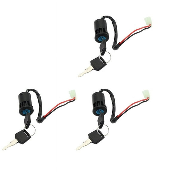 3 Set ATV Ignition Key Switch Universal 2 Wires Ignition Switch Lock Key for ATV Go Kart Scooter Motorcycle