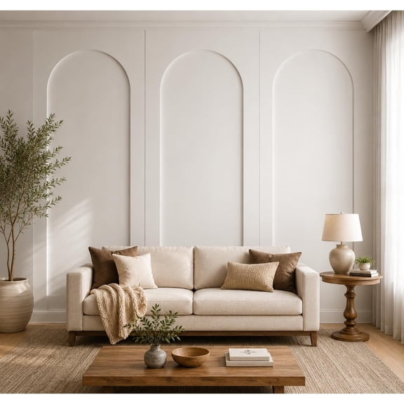 3 Set Arch MDF Wall Molding Kit 118 x .24 Inch Pre-Cut Arch Wainscoting Panel Board Wall Panel Decor Paintable Accent Kit for DIY Bedroom Living Room Decor