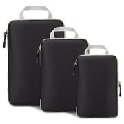 3 Set  Black Compression Packing Cubes for Suitcases, New Year Travel Essentials for Travel Organizer Cubes, Lightweight Luggage Suitcase Organizer Bags, Packing Organizers as Travel Accessories