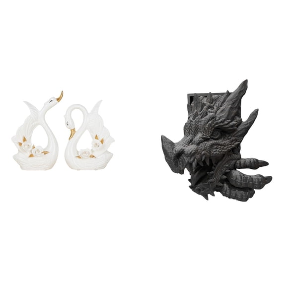 3 Set Ceramic Swan Figurine Bookend Shelf Accent Durable Material Perfect for Living Room Office Tabletops