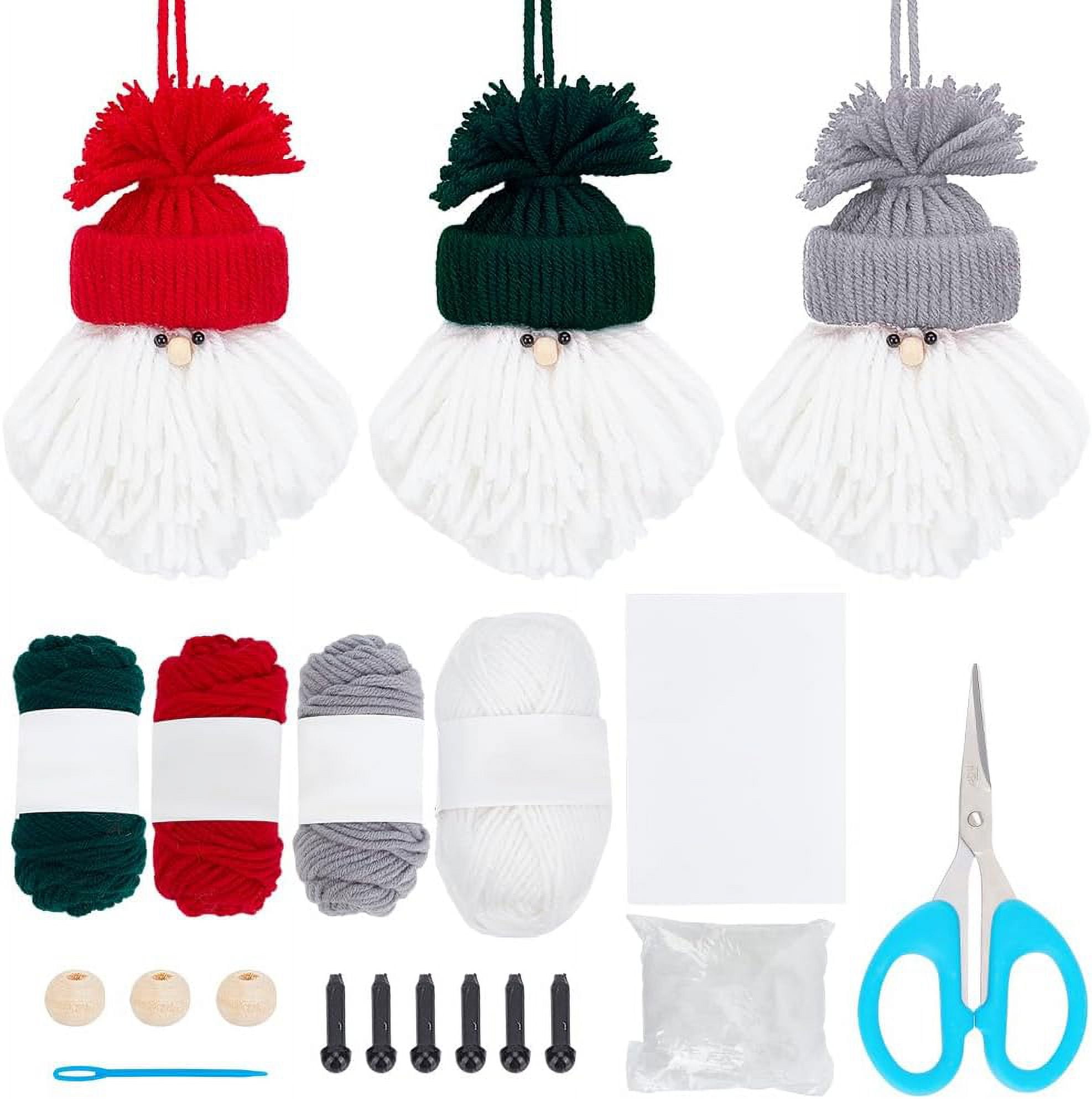 3 Set DIY Yarn Gnome Kit Christmas Gnomes Ornaments Gnome Craft Kit for