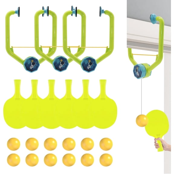 3 Set Door Ping Pong Game Over The Door, Adjustable Door Jam Pingpong Starter Kit Doorway Game Pingpong Portable Hanging Table Tennis Trainer