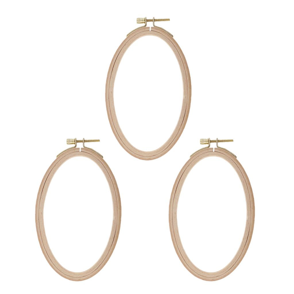 3 Set Embroidery Hoops Wooden Oval Stitch Hoop Rin Sewing