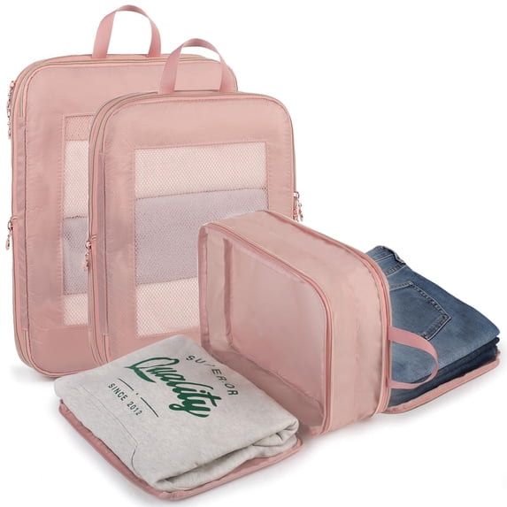 TRIPGEAR 3‑Set Double‑Deck Compression Packing Cubes, Lightweight Travel Luggage Organizer