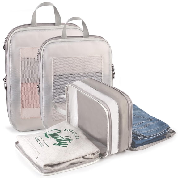 TRIPGEAR 3‑Set Double‑Deck Compression Packing Cubes, Lightweight Travel Luggage Organizer