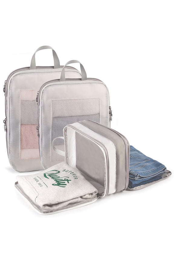 3‑Set Double‑Deck Compression Packing Cubes, Lightweight Travel Luggage Organizer