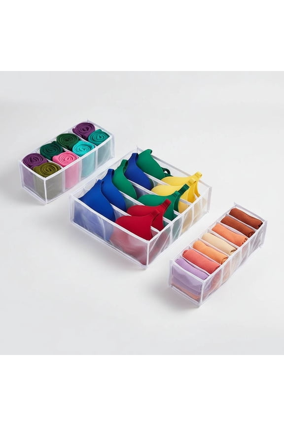3 Set Foldable Underwear Organizer, Bra Underwear Organizer Drawer Divider Storage Organizer for Underwear, Socks, Ties, Bras, Women Underwear Storage Compartment Box
