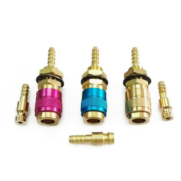 3 Set Gas & Water Quick Connector Kit For Mig Tig Welder Torch Red +Blue +Copper